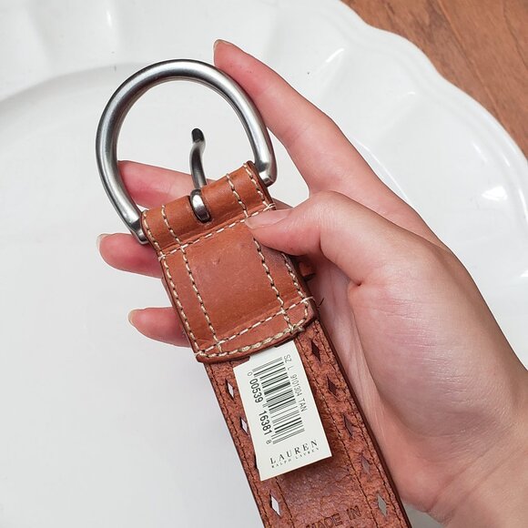 Ralph Lauren Flower Embossed Tooled Leather Belt NWT - Picture 3 of 11